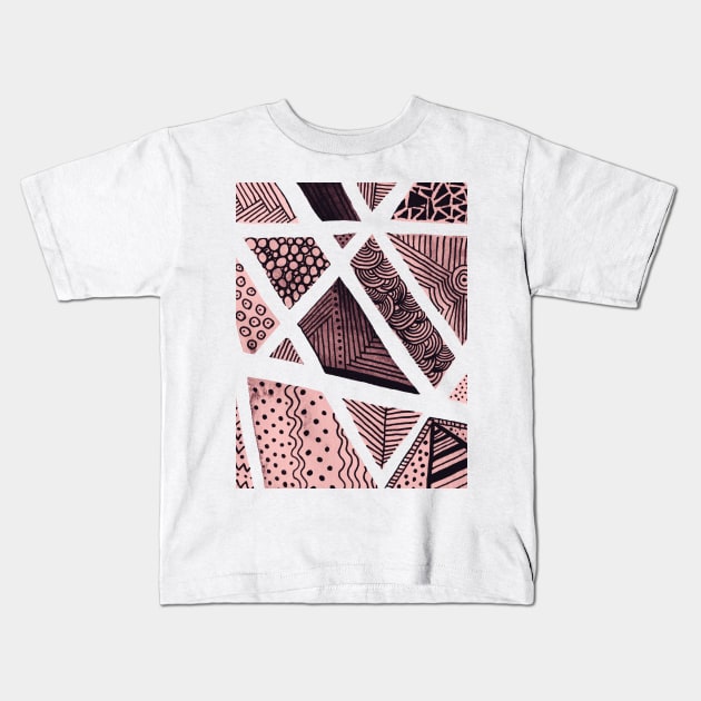 Geometric doodles - pink and black Kids T-Shirt by wackapacka